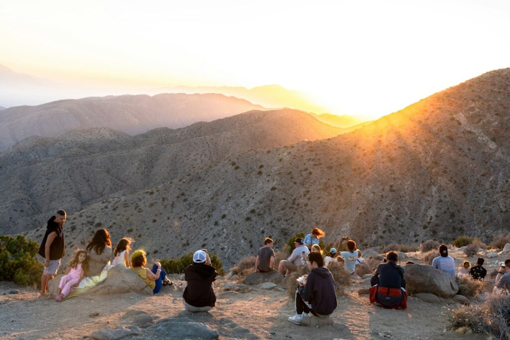 A group sharing a quiet view together, symbolising leadership, perspective, listening and collective responsibility