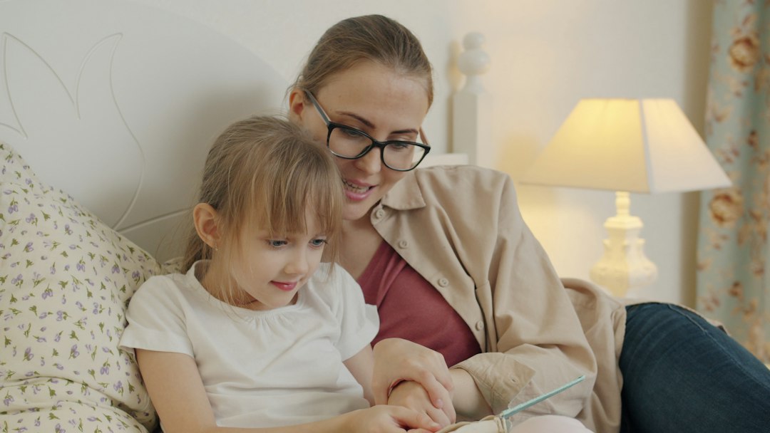 Parent and child sharing a calm bedtime reading moment